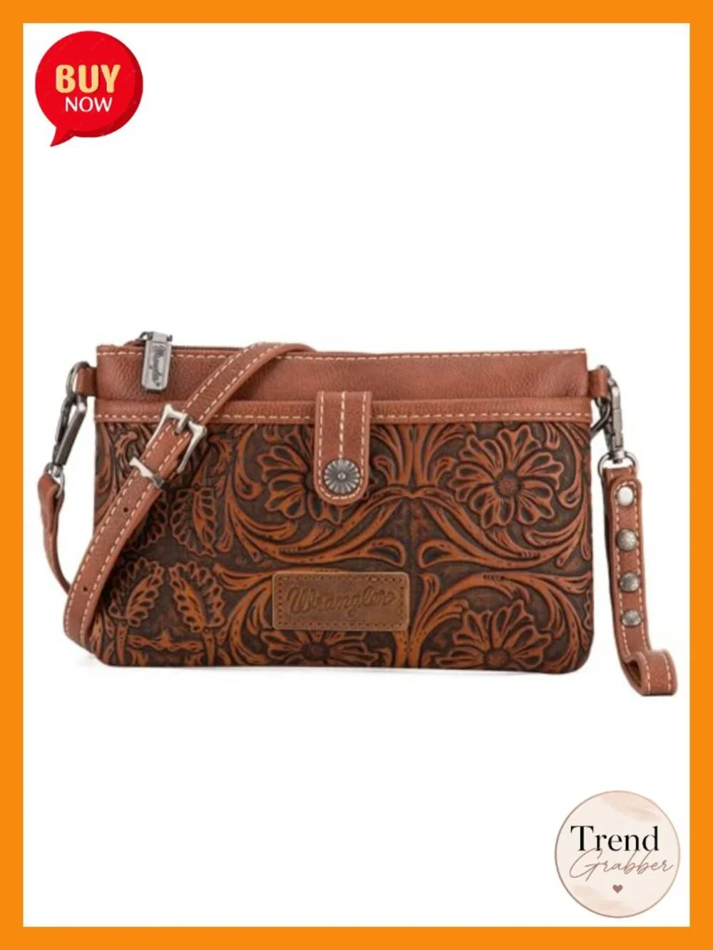 Western Cowhide Crossbody Convertible Clutch Wristlet Purse